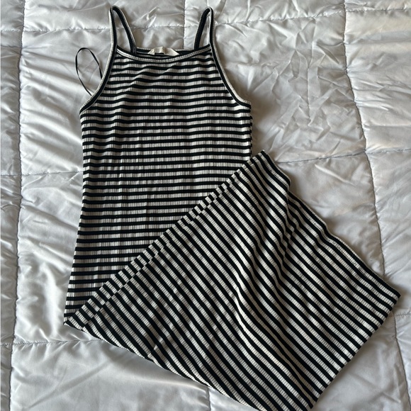 Striped Summer Midi Dress - black / white stripe - Small - Picture 1 of 2